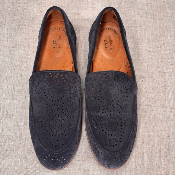 Clarks Trish Calla Loafer Blue Suede Slip On Sunburst Corpcore Women's‎ Size 8 - Picture 5 of 11